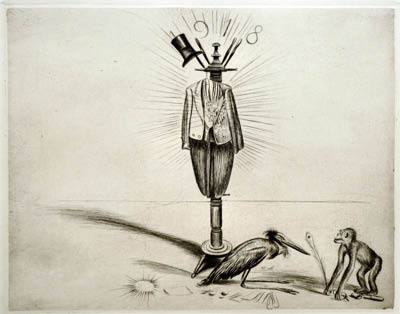 Richard Müller
(1874-1954),1918,1918: Illusions on the coat-rack, a crouching, wretched creature turns out