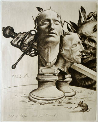 Richard M&uuml;ller (1874-1954),Napoleon und Friedrich II., Der Tod triumphiert, die Maus
k&uuml;mmert's nicht,Death exulting over Napoleon and Friedrich II. while the mouse is not
bothered